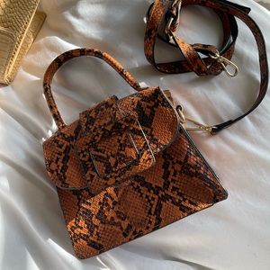 Burnt Orange Snakeskin Mini Bag.